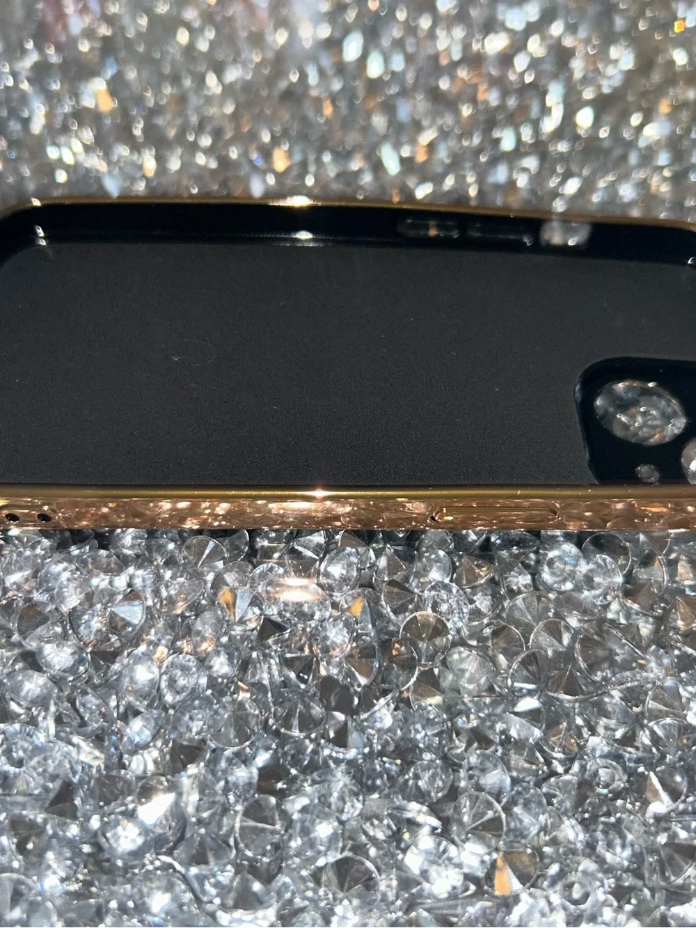 iPhone 15 Black and Gold Phone Ring Holder Case Accessory